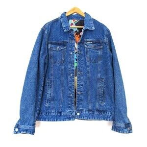 Members Only Nickelodeon Jean Jacket Large Men Denim Reversible Cartoon Mash